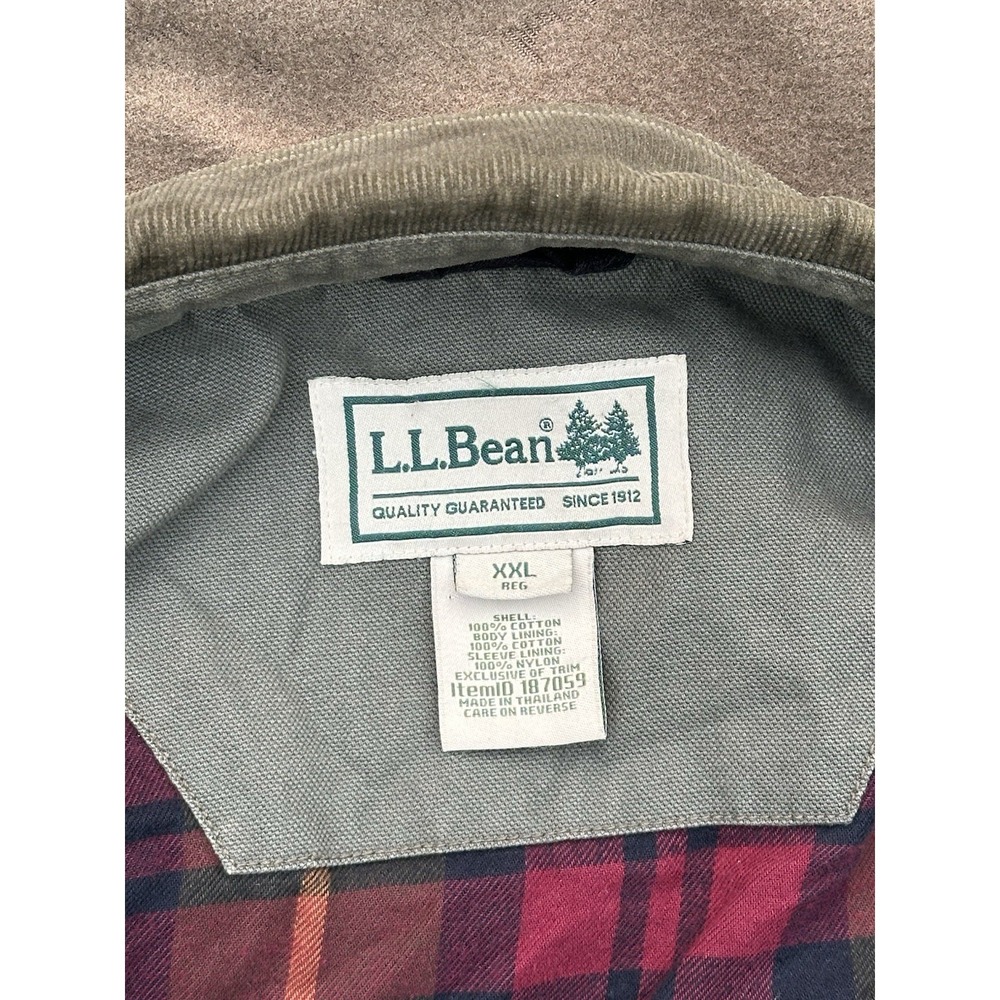 LL Bean Men's Original Field Coat Cotton flannel-Lined Size XXL Olive Green - Picture 4 of 10